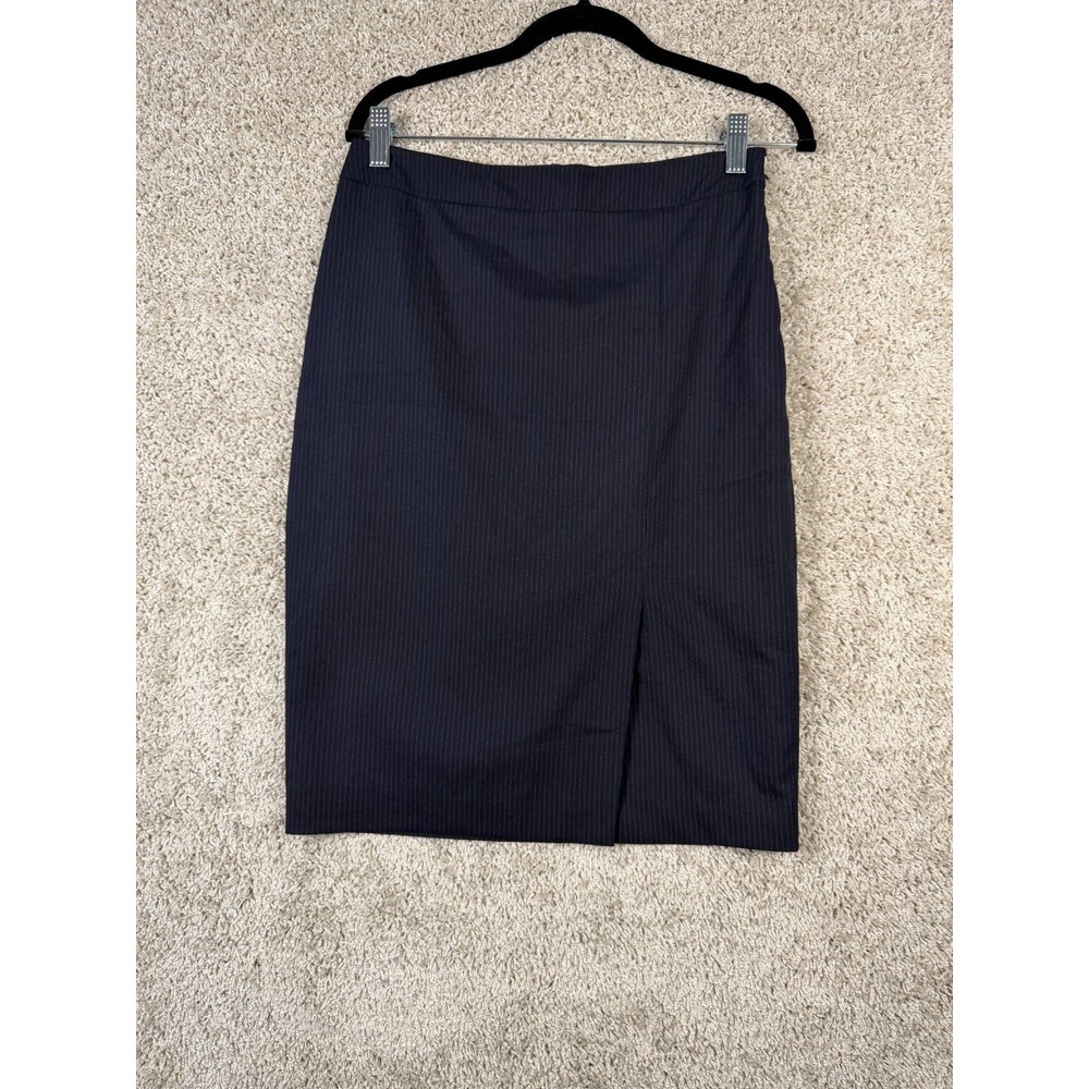 Ann Taylor Skirt Womens Size 0 Navy Pinstripe Pencil Straight Career Business